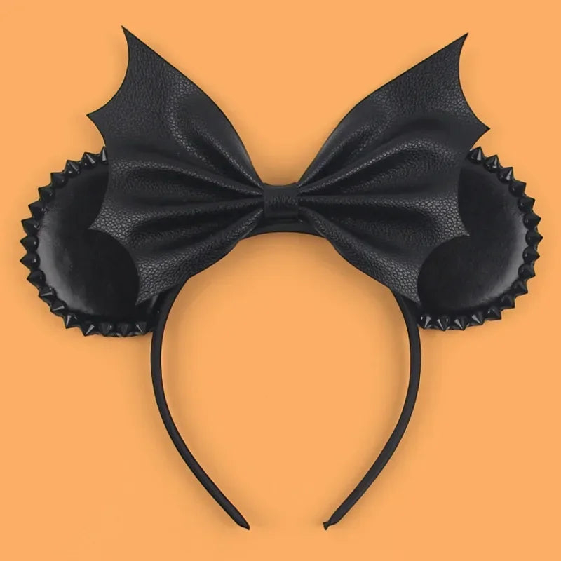 Disney Witch Bat Skeleton Ear Headband for Adults Kids Cosplay Halloween Hairband Women Girls Ghost Bows Party Hair Accessories