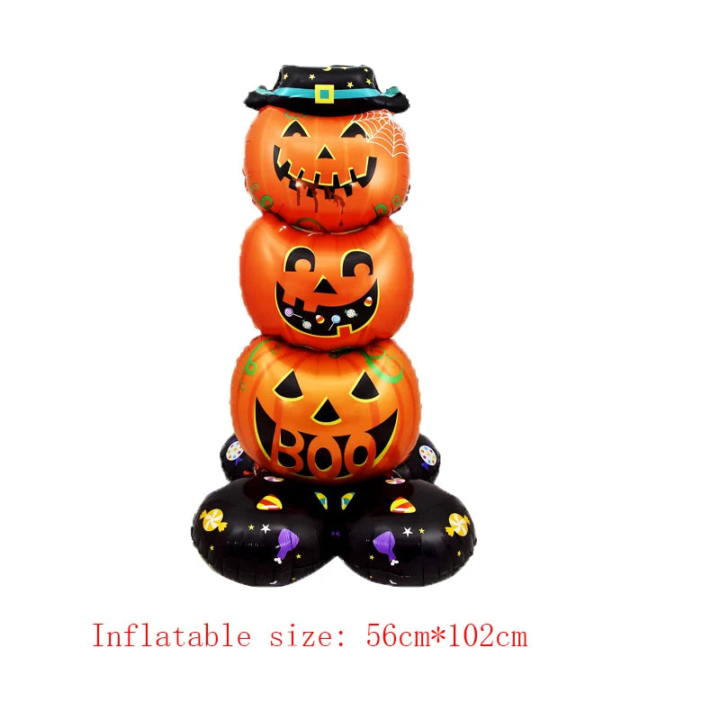 1Set Giant Stand Pedestal Halloween Foil Balloons Pumpkin Ghost Witch Balloon Ghost Tree Halloween Party Decorations