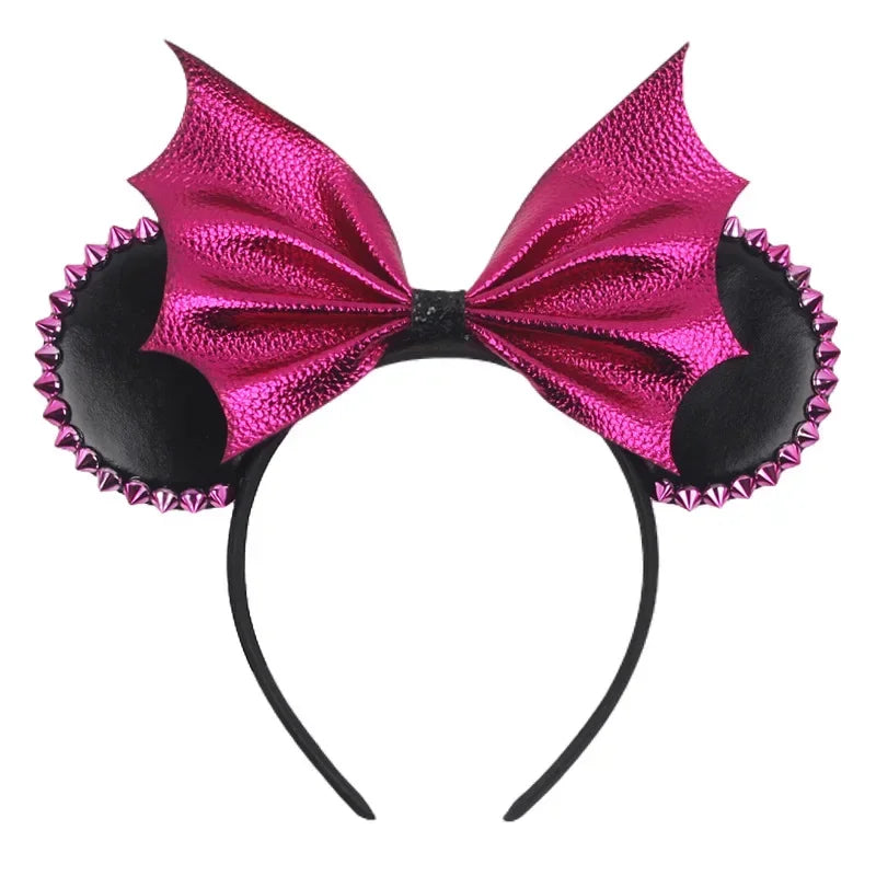 Disney Witch Bat Skeleton Ear Headband for Adults Kids Cosplay Halloween Hairband Women Girls Ghost Bows Party Hair Accessories