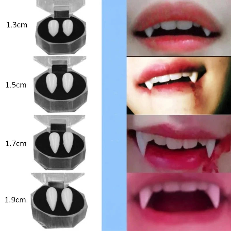 Vampire Teeth Fangs Dentures Props Halloween Costume Props False Teeth Solid Glue Denture Adhesive Halloween Party Decor