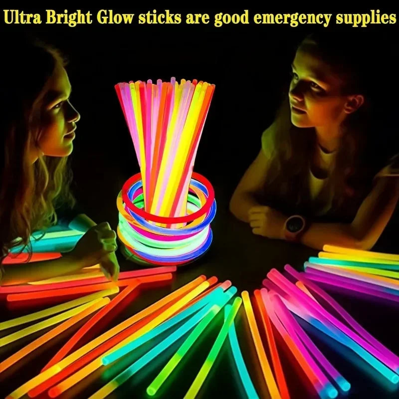 10/100Pcs Fluorescence Sticks Party Multicolor Glowing Stick Bright Colorful Light Bendable Glow Bracelet Chemical Fluorescence