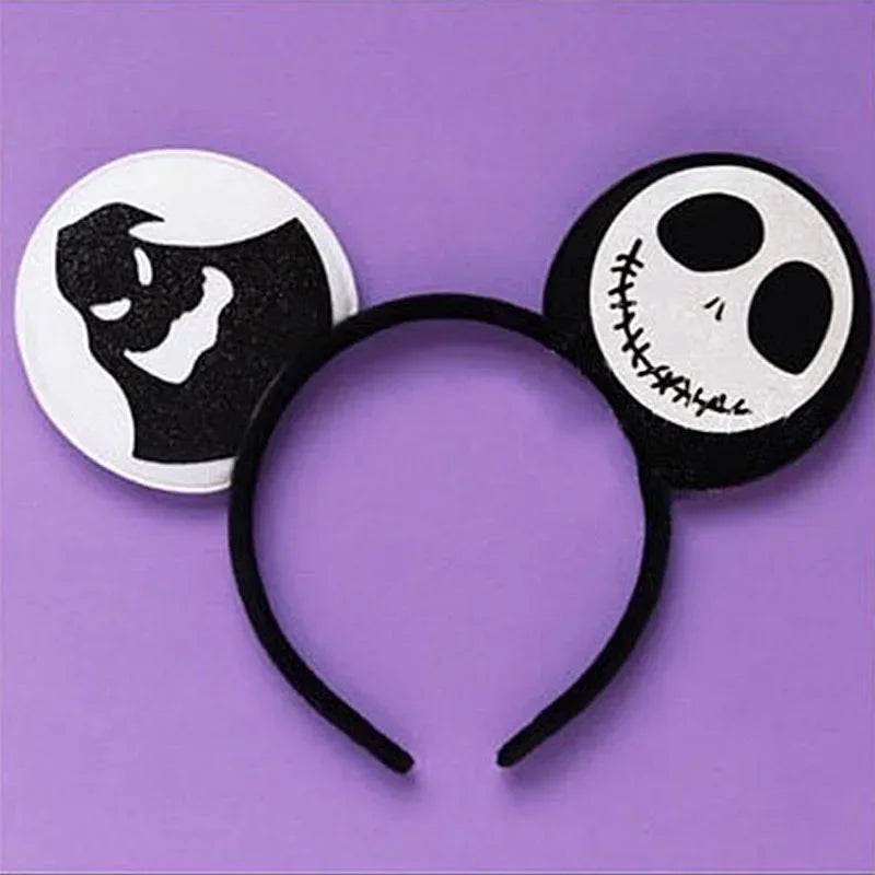 Disney Witch Bat Skeleton Ear Headband for Adults Kids Cosplay Halloween Hairband Women Girls Ghost Bows Party Hair Accessories