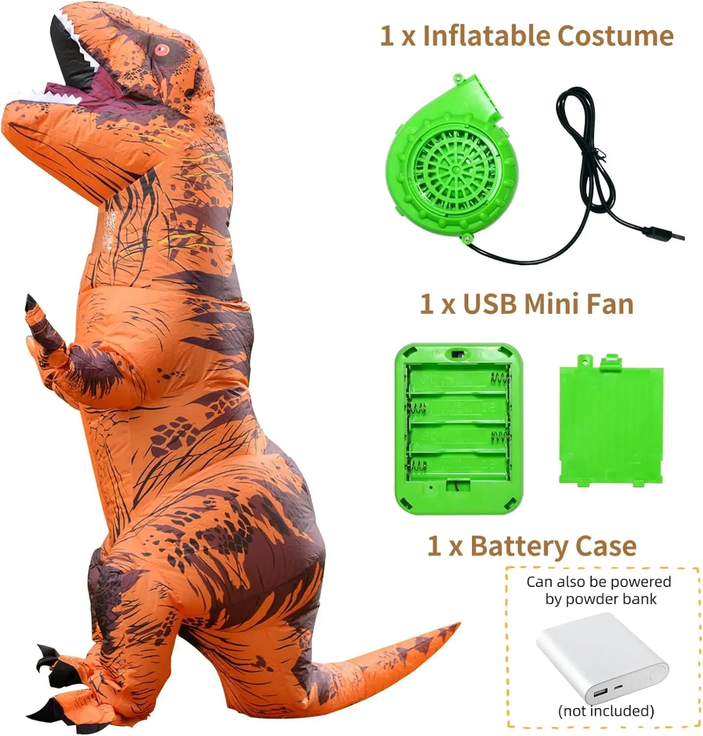 Adult T-Rex Inflatable Costume Standing Dinosaur Mascot for Halloween & Christmas Fun Animal Party Role-Playing Outfit Apparel