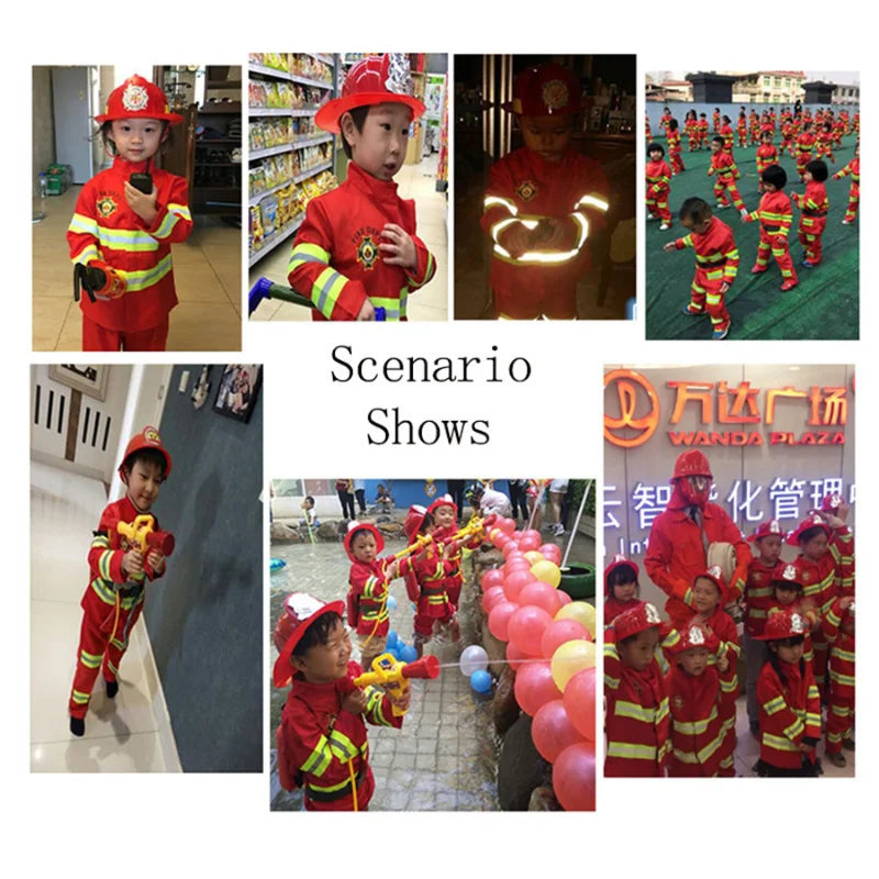 Halloween Firefighter Cosplay Costume for Kids Adults Boys Girls Carnival Party S-Sam Fireman Uniform Toys Outfits Work Clothing