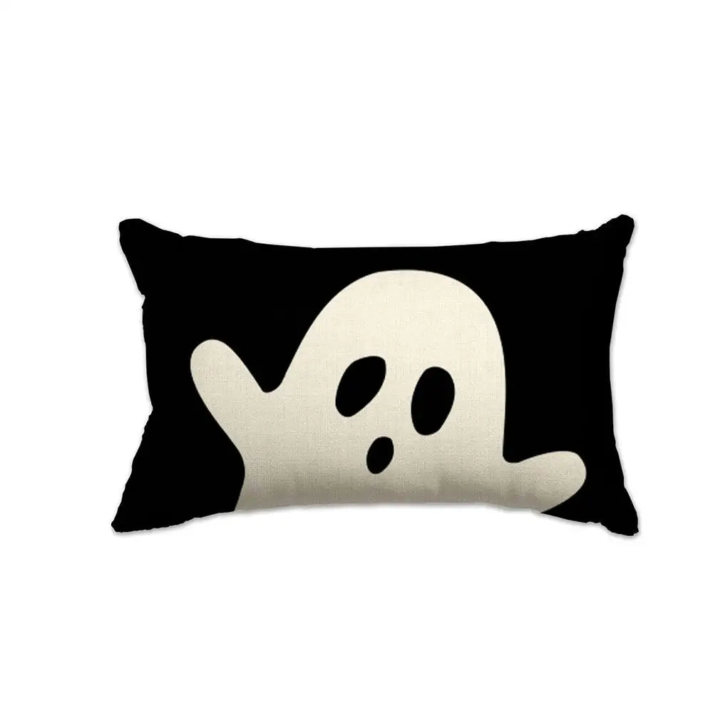 Ghost Pumpkin Plush Faux Fur Pillow Covers Soft Halloween Decor for Sofa Couch Bed Living Room White Orange Pillowcases 45X45Cm