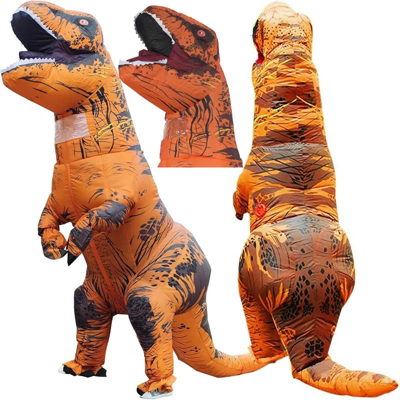 Adult T-Rex Inflatable Costume Standing Dinosaur Mascot for Halloween & Christmas Fun Animal Party Role-Playing Outfit Apparel