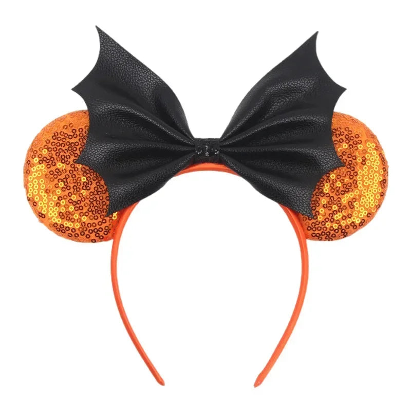 Disney Witch Bat Skeleton Ear Headband for Adults Kids Cosplay Halloween Hairband Women Girls Ghost Bows Party Hair Accessories