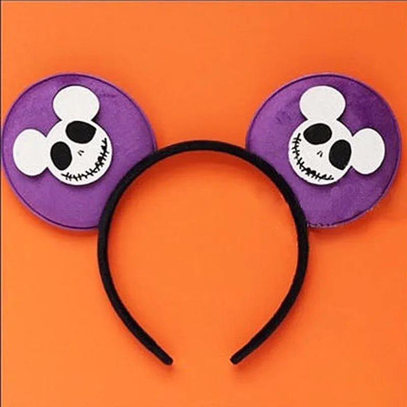 Disney Witch Bat Skeleton Ear Headband for Adults Kids Cosplay Halloween Hairband Women Girls Ghost Bows Party Hair Accessories