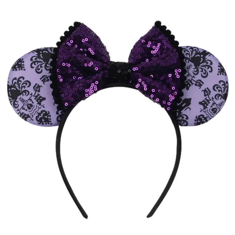 Disney Witch Bat Skeleton Ear Headband for Adults Kids Cosplay Halloween Hairband Women Girls Ghost Bows Party Hair Accessories