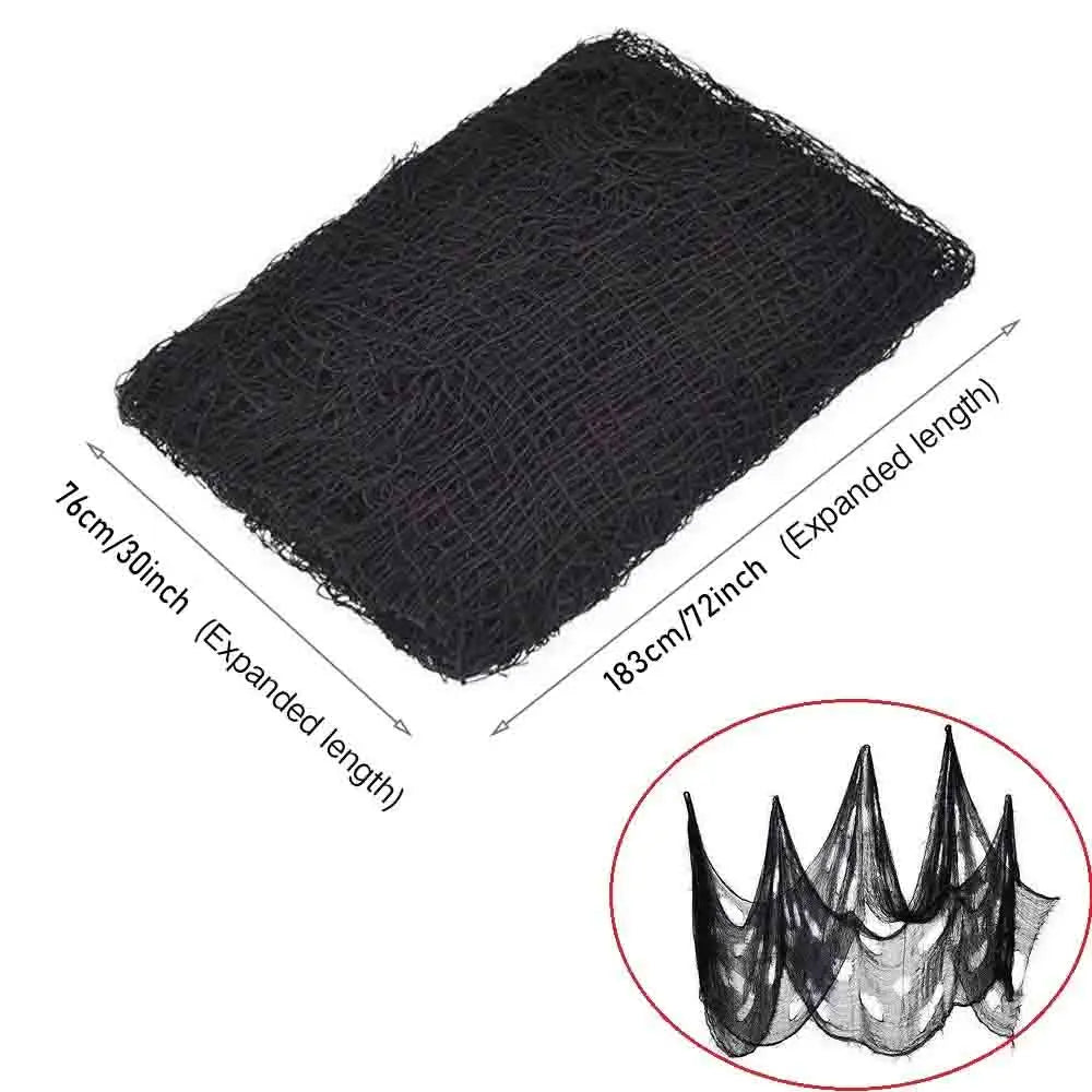 183X76Cm Halloween Gauze Decoration Super Size Creepy Cloth Halloween Decoration Portable Black White Roving Grid Party Supplies
