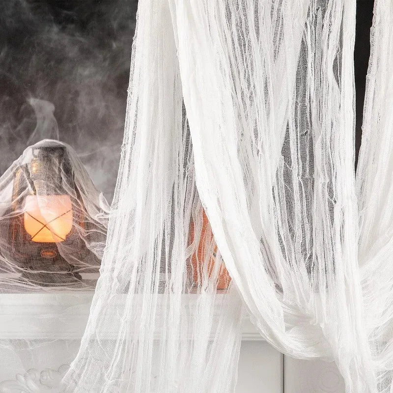 183X76Cm Halloween Gauze Decoration Super Size Creepy Cloth Halloween Decoration Portable Black White Roving Grid Party Supplies