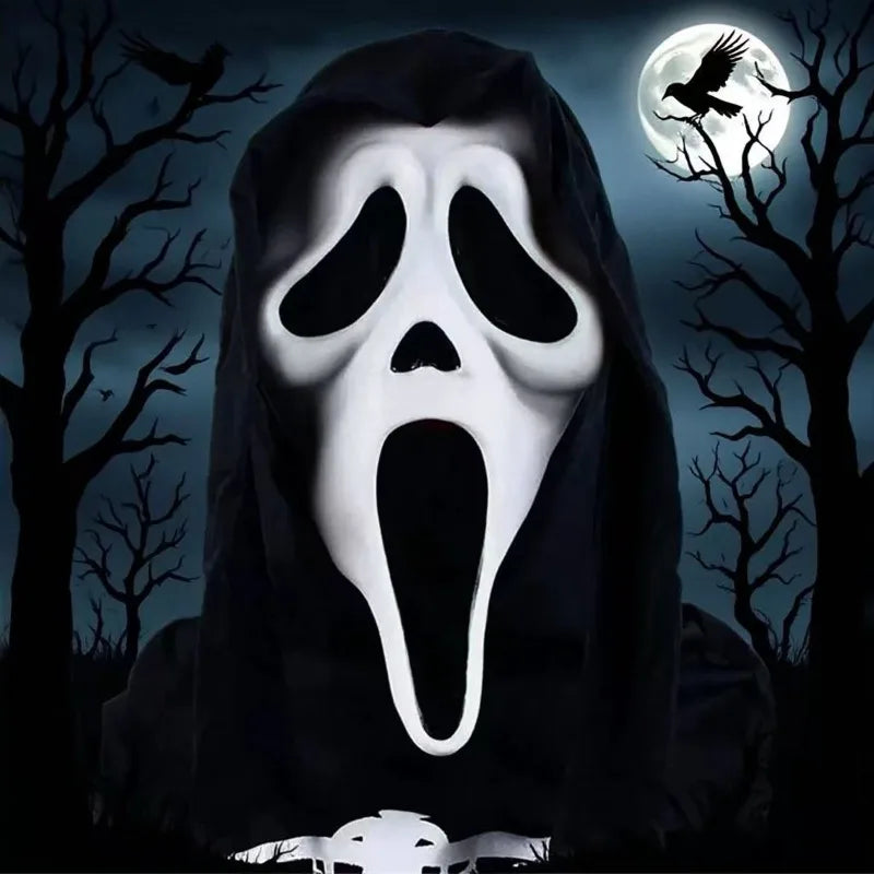 Scream Ghostface Mask Horror Latex Full Head Mask Movie Cosplay Ghostface Prank Costume Scary Props Hallowee Decoration Supplies