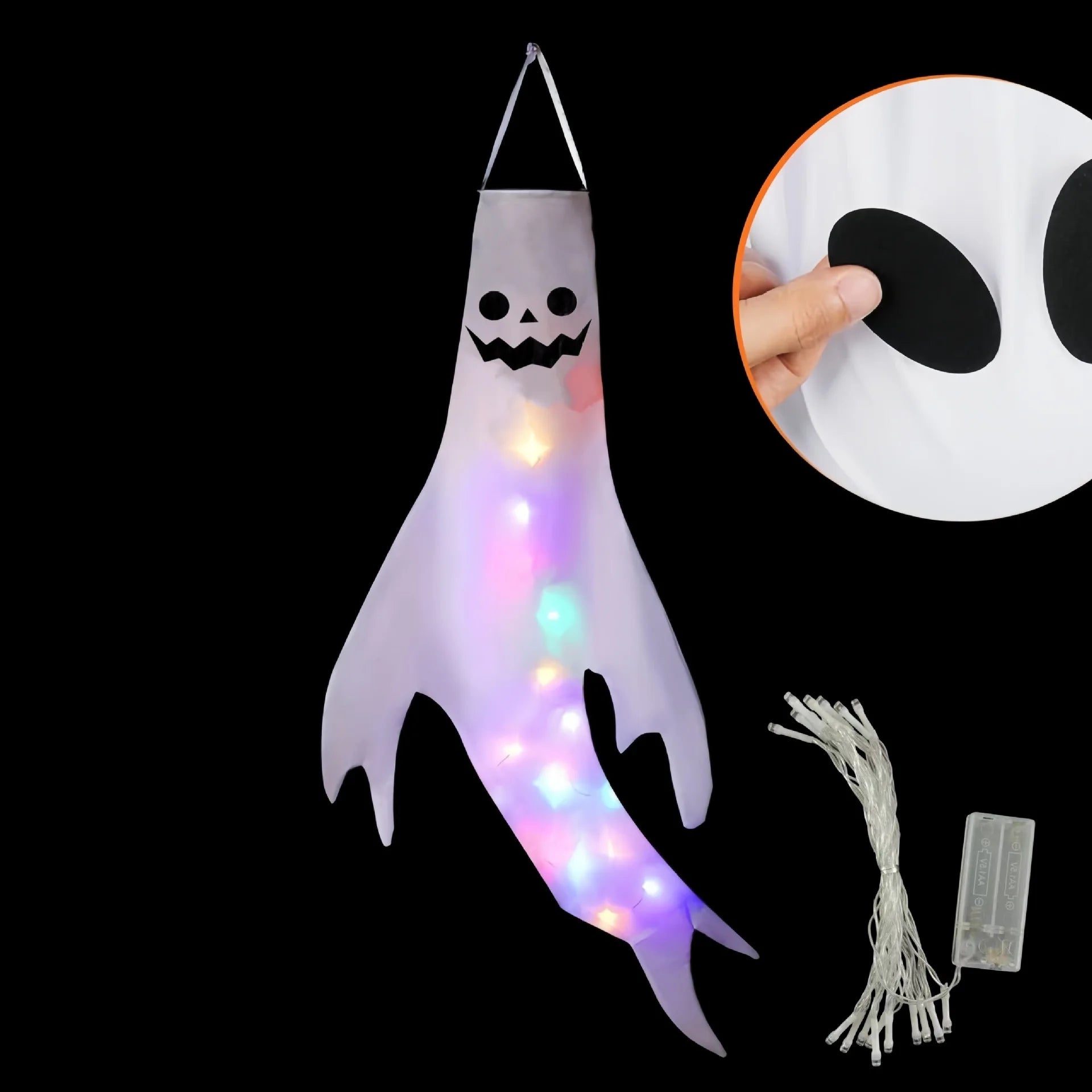 Halloween LED Large Outdoor Hanging Ghost Lights Halloween Party Decoration DIY Emoticons Glow Ghost Lights Horror Props Bar