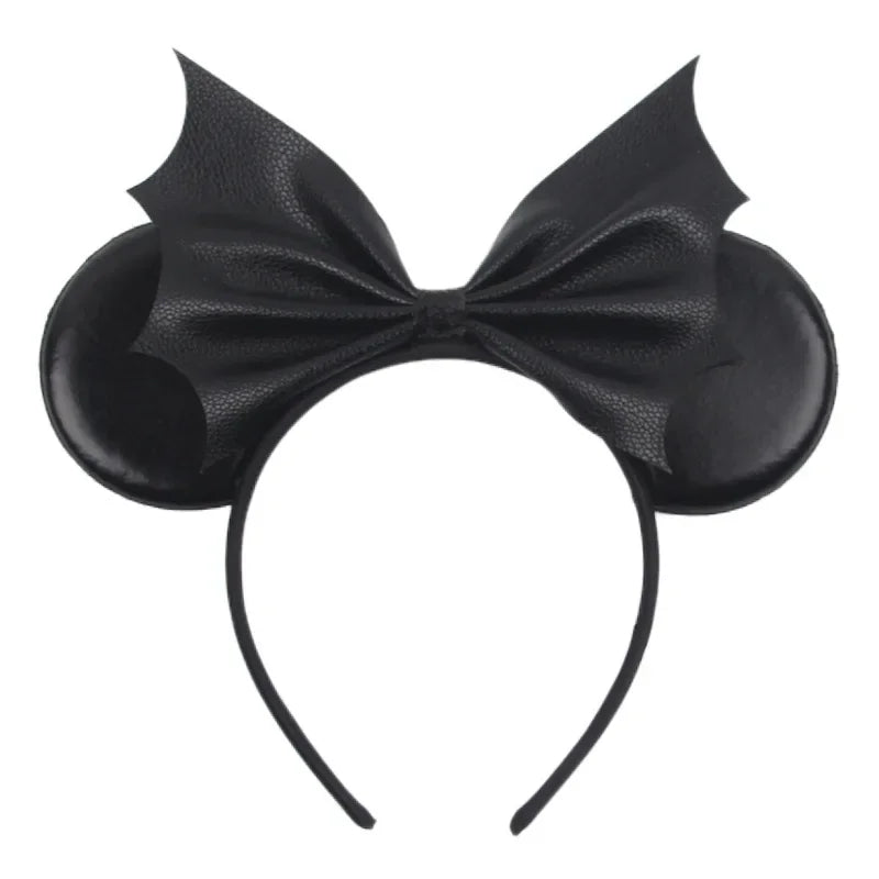 Disney Witch Bat Skeleton Ear Headband for Adults Kids Cosplay Halloween Hairband Women Girls Ghost Bows Party Hair Accessories