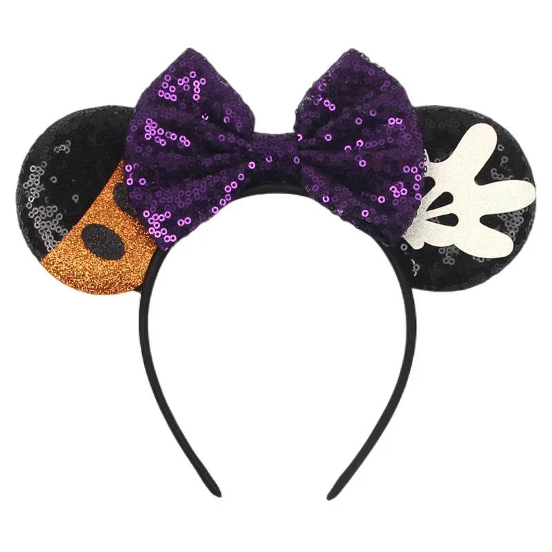 Disney Witch Bat Skeleton Ear Headband for Adults Kids Cosplay Halloween Hairband Women Girls Ghost Bows Party Hair Accessories