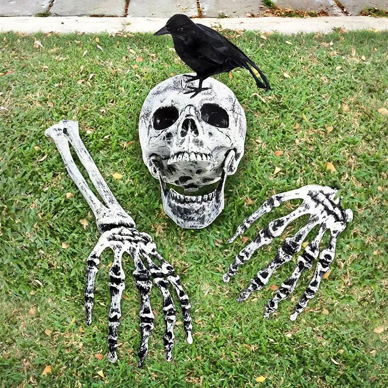 Halloween Decorations Home Decor Skeleton Head Outdoor Scary Props Realistic Skull & Hands Yard Prank Festivals Party Supplies