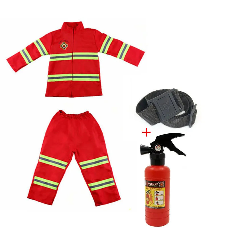 Halloween Firefighter Cosplay Costume for Kids Adults Boys Girls Carnival Party S-Sam Fireman Uniform Toys Outfits Work Clothing