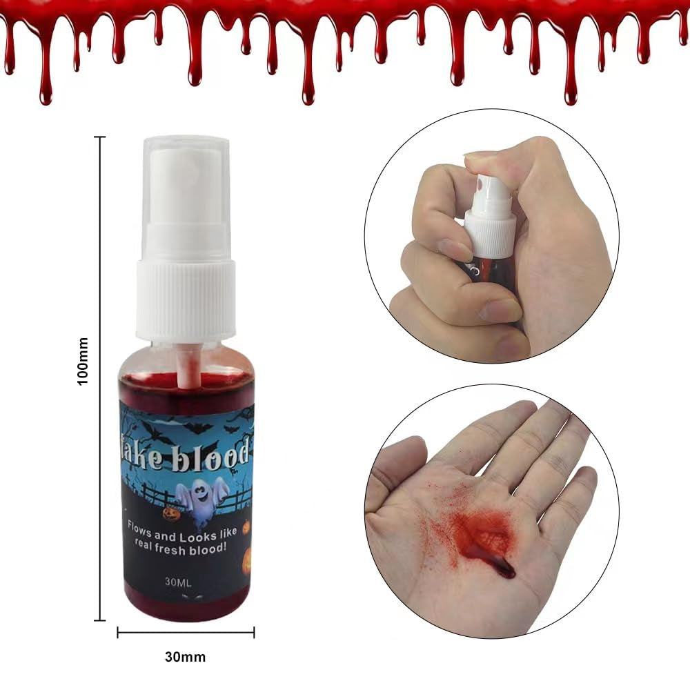 Halloween SFX Makeup Kit - Special Effects Set Include Wax, Sponges, Fake Blood, Teeth, Brushes - Vampire Cosplay